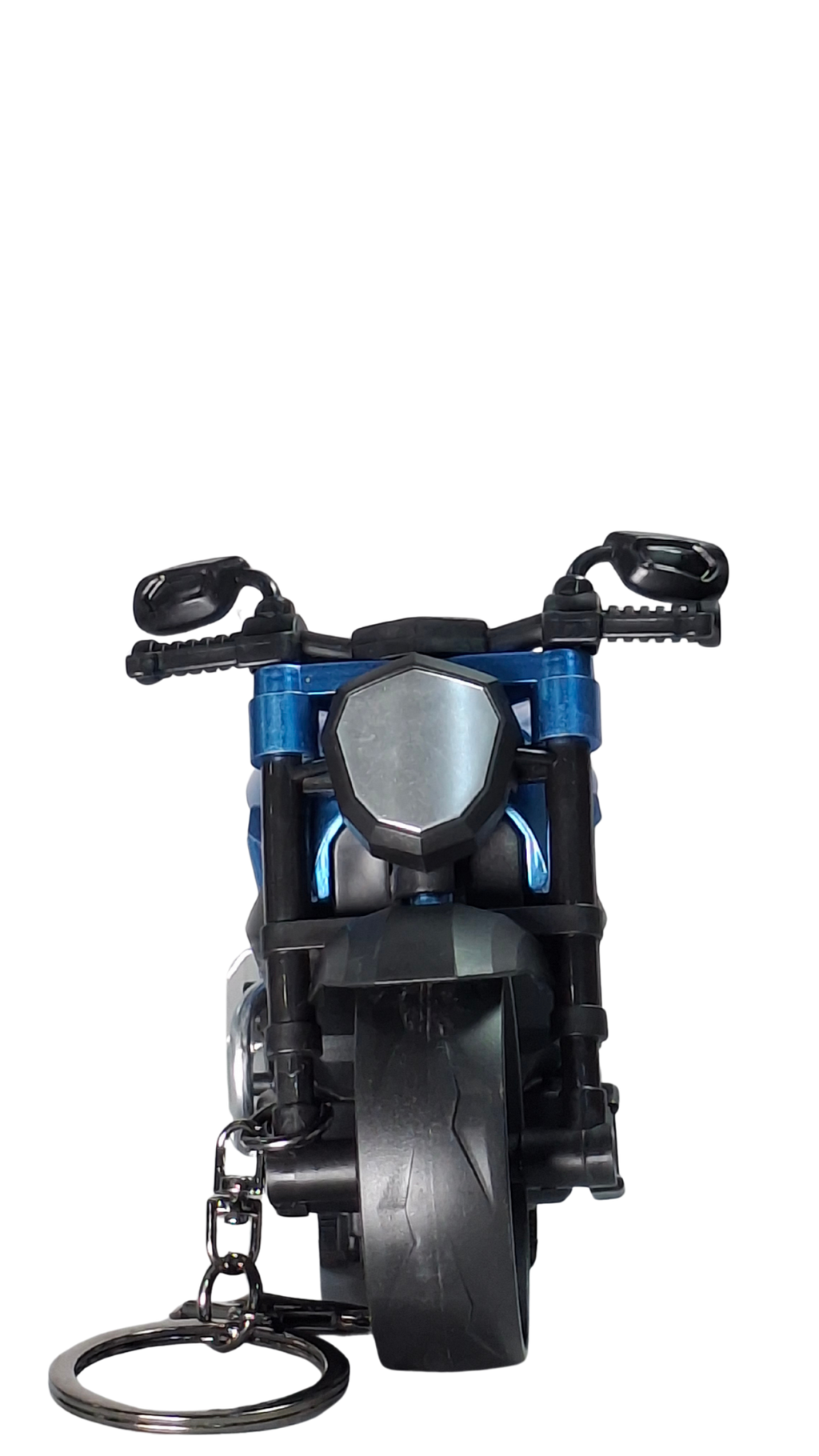 Sport Street Motorcycle Blue Metallic Finish Front View Replica Keychain | Hellzone