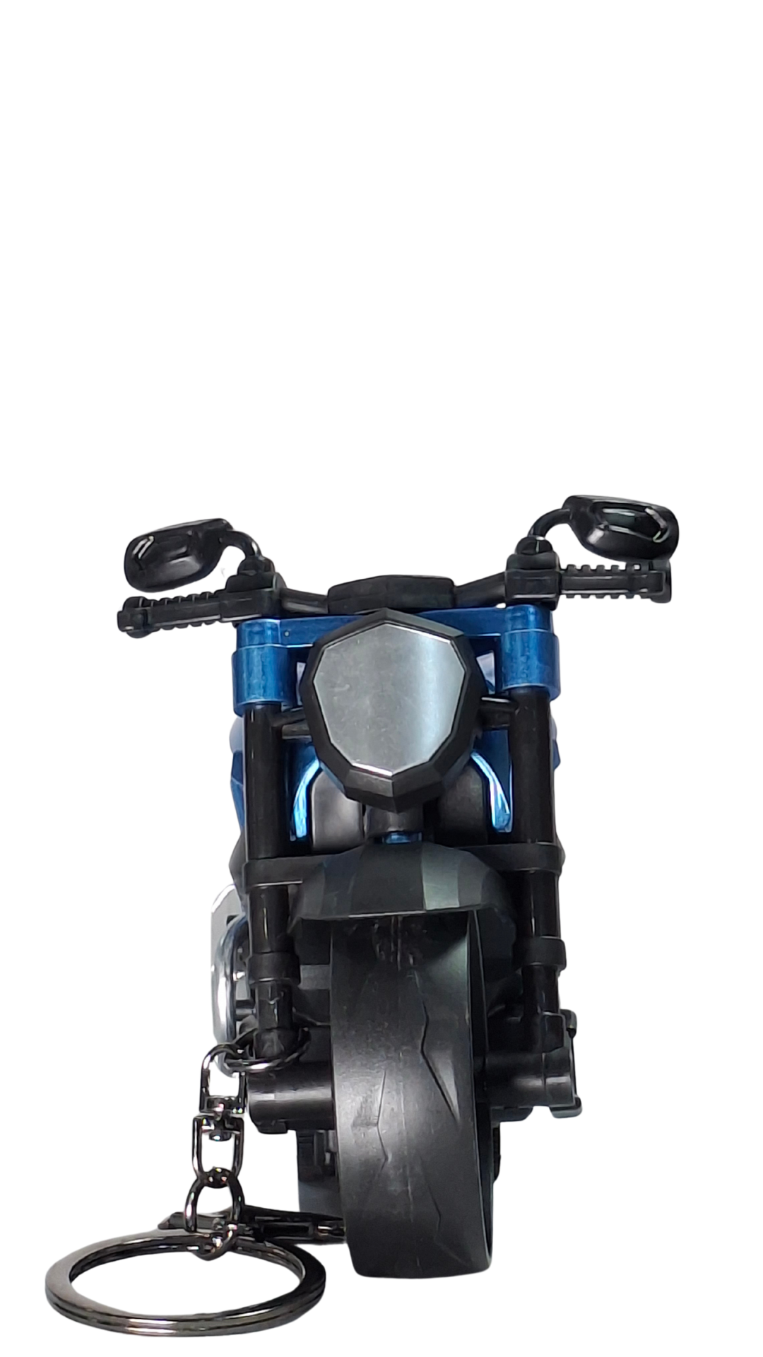 Sport Street Motorcycle Blue Metallic Finish Front View Replica Keychain | Hellzone