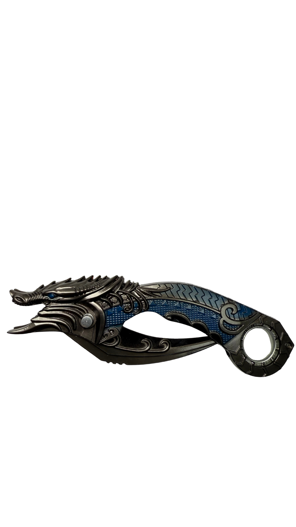 Frost Dragon Silver & Blue Karambit Fixed Blade Knife | Hellzone
