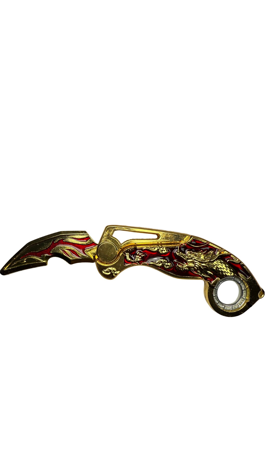 Imperial Gold Dragon Karambit Folding Knife - Red & Gold | Hellzone