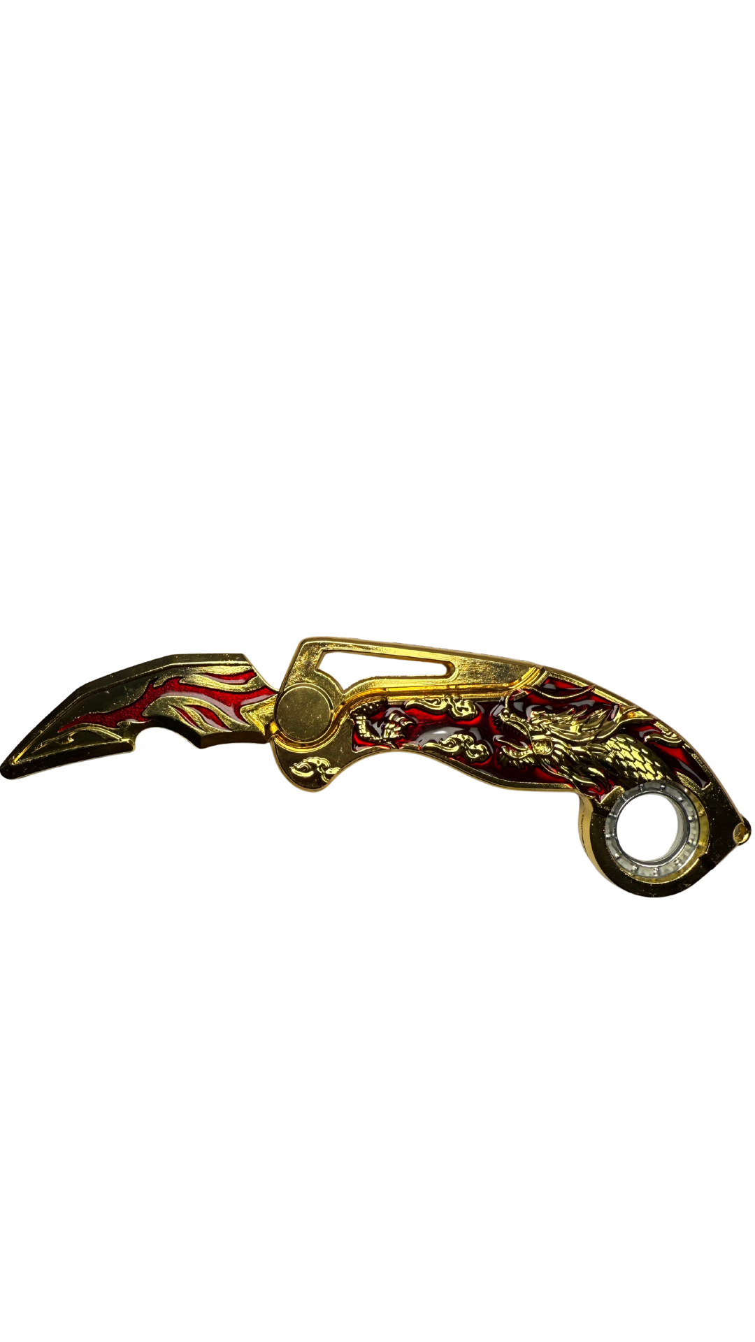 Imperial Gold Dragon Karambit Folding Knife - Red & Gold | Hellzone