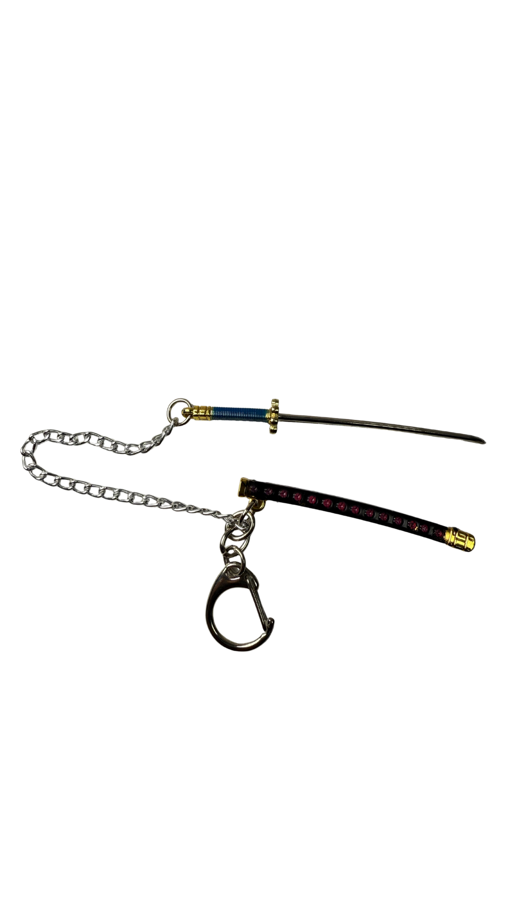 Anime Katana Sword Black Scabbard Blue Hilt with Metal Chain | Hellzone
