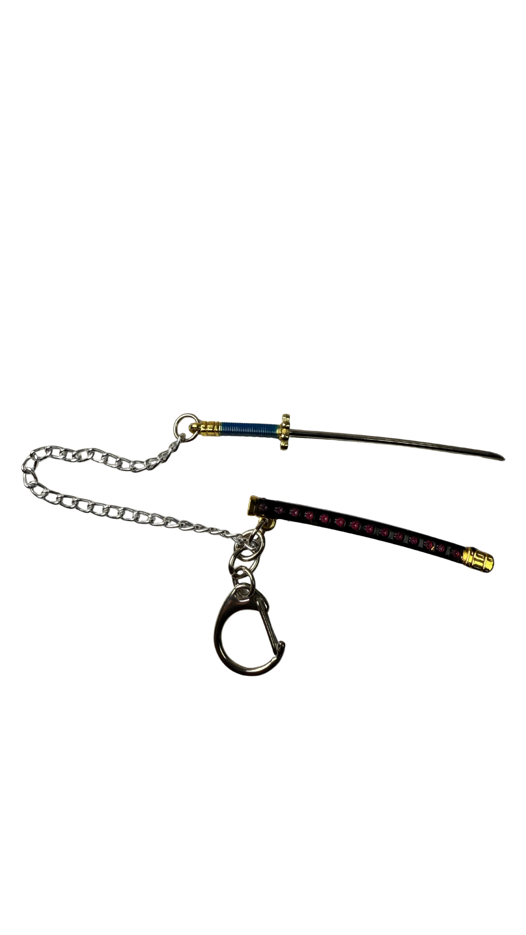 Anime Katana Sword Black Scabbard Blue Hilt with Metal Chain | Hellzone