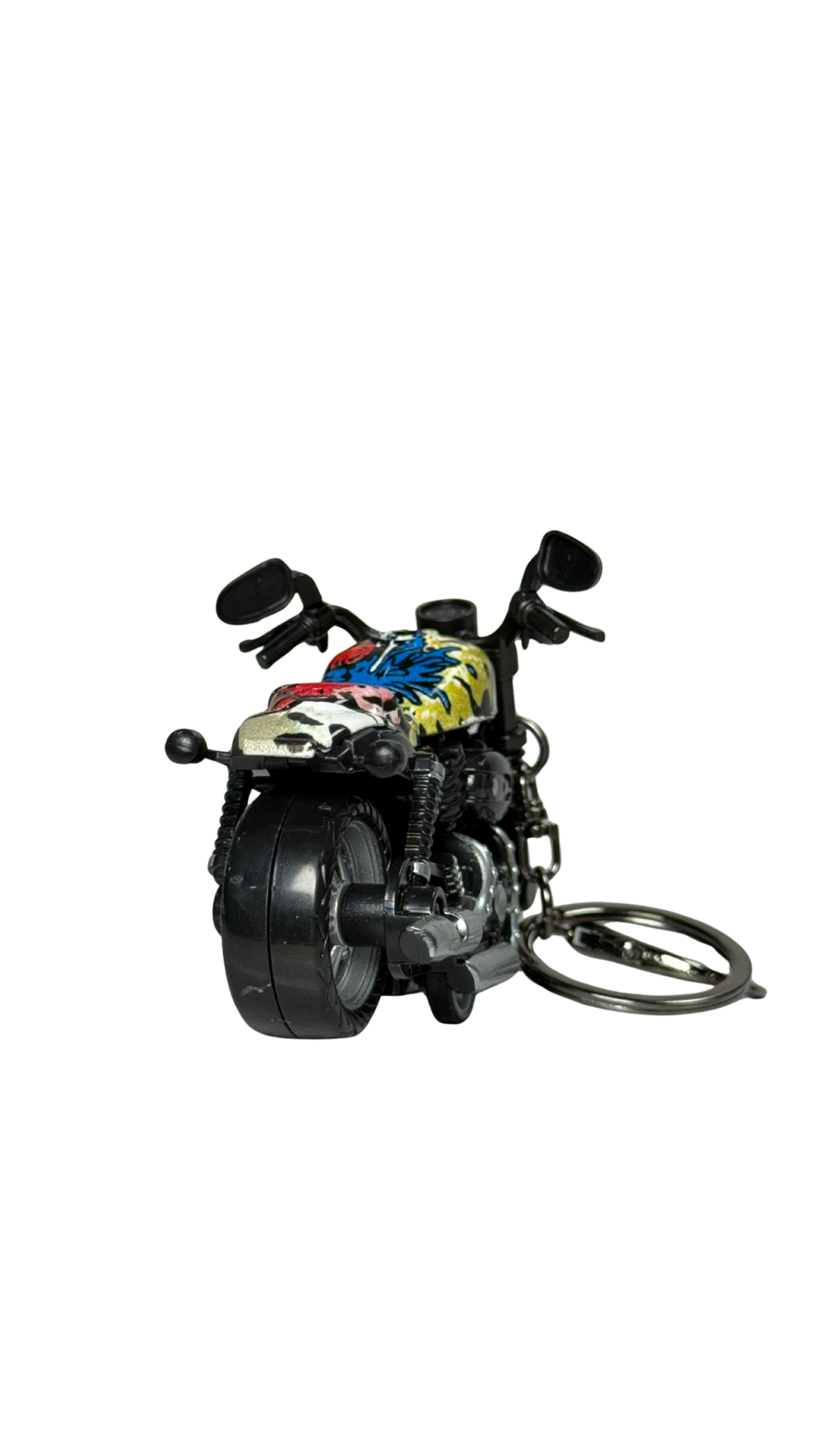 Cruiser Chopper Motorcycle Black & Yellow Animal Print Tank Replica Keychain | Hellzone