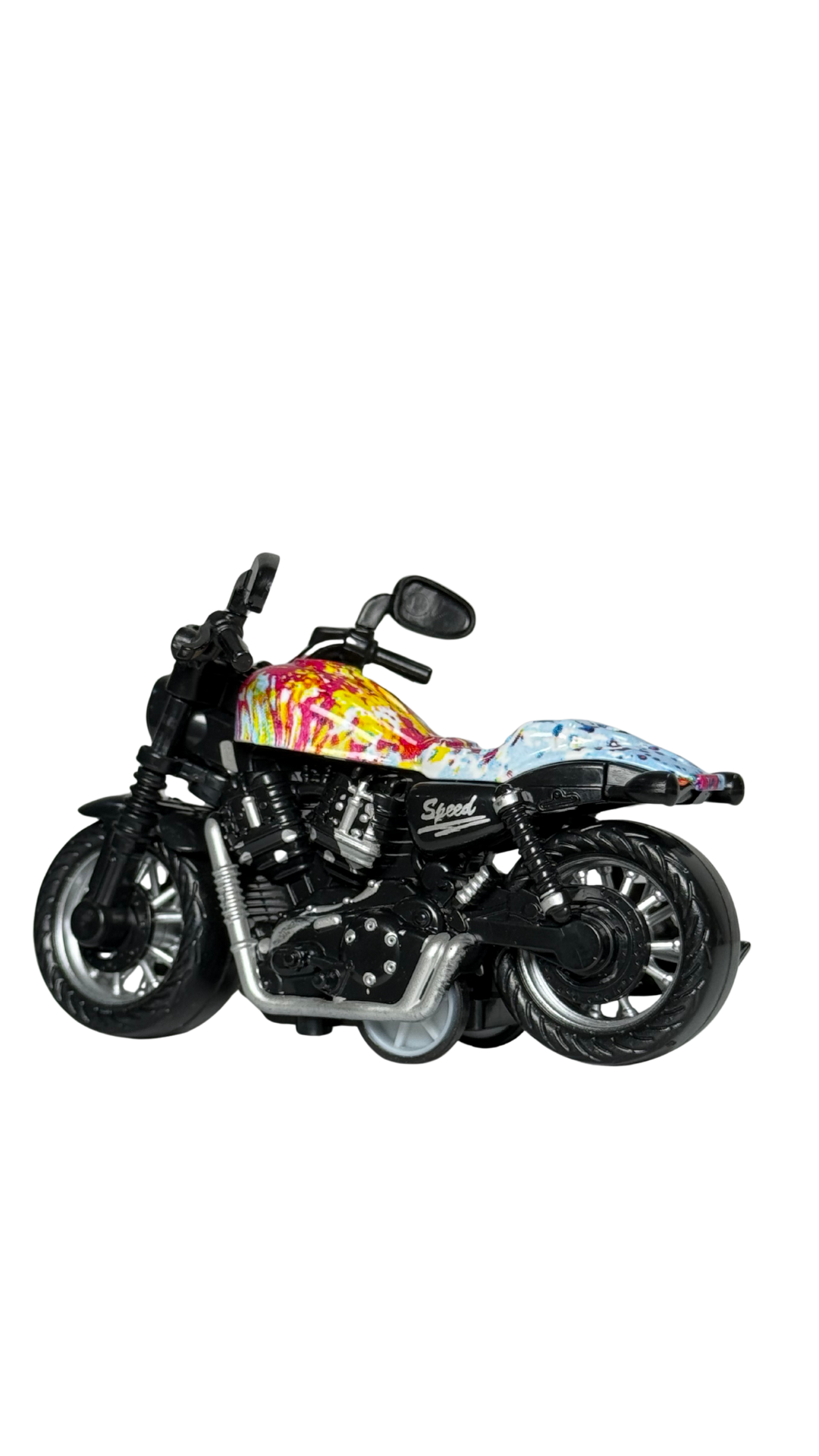 Cruiser Chopper Motorcycle Black & Graffiti Tank Detailed Replica Keychain | Hellzone