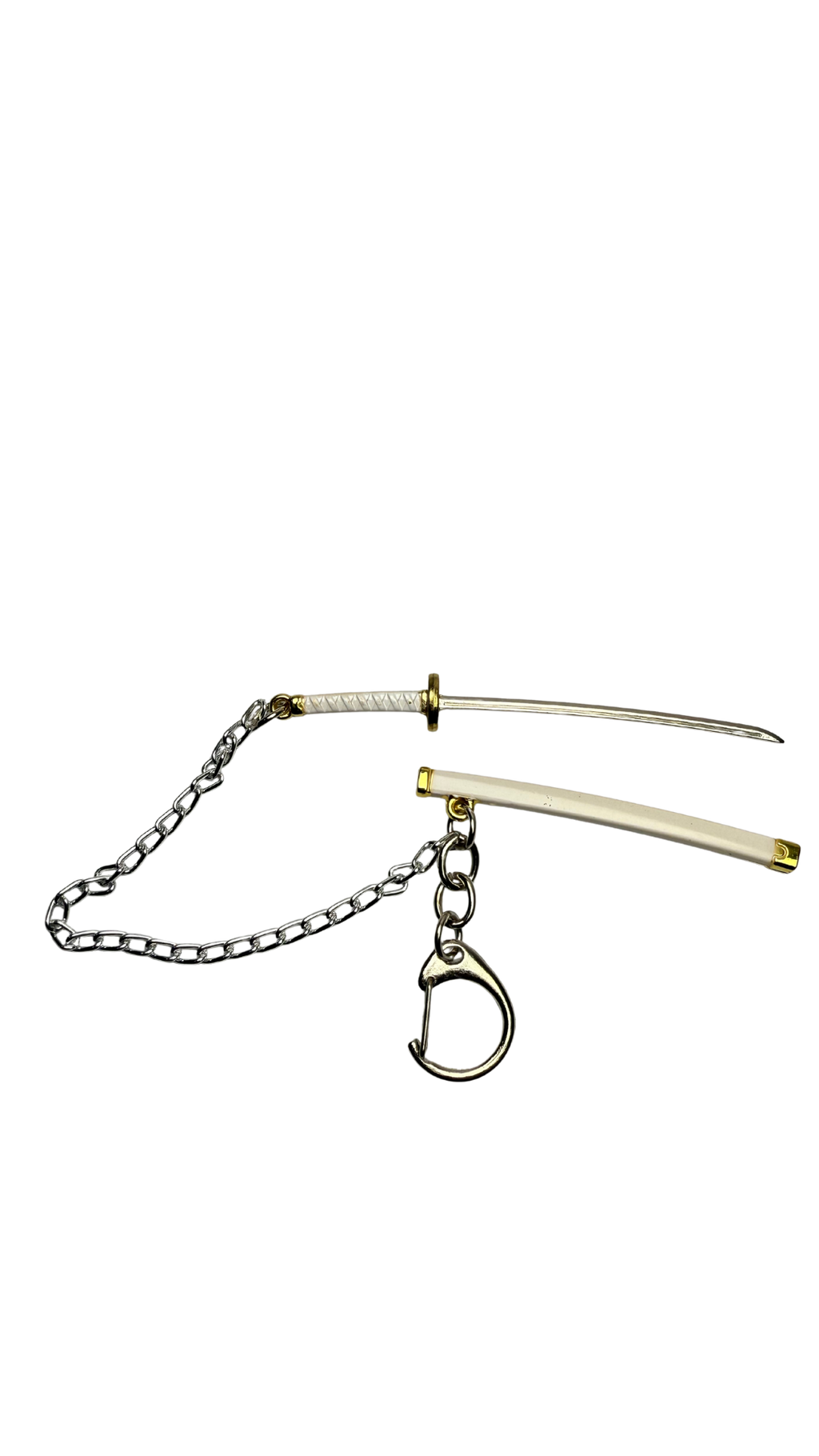 Anime Katana Sword Black or White Scabbard with Decorative Metal Chain | Hellzone