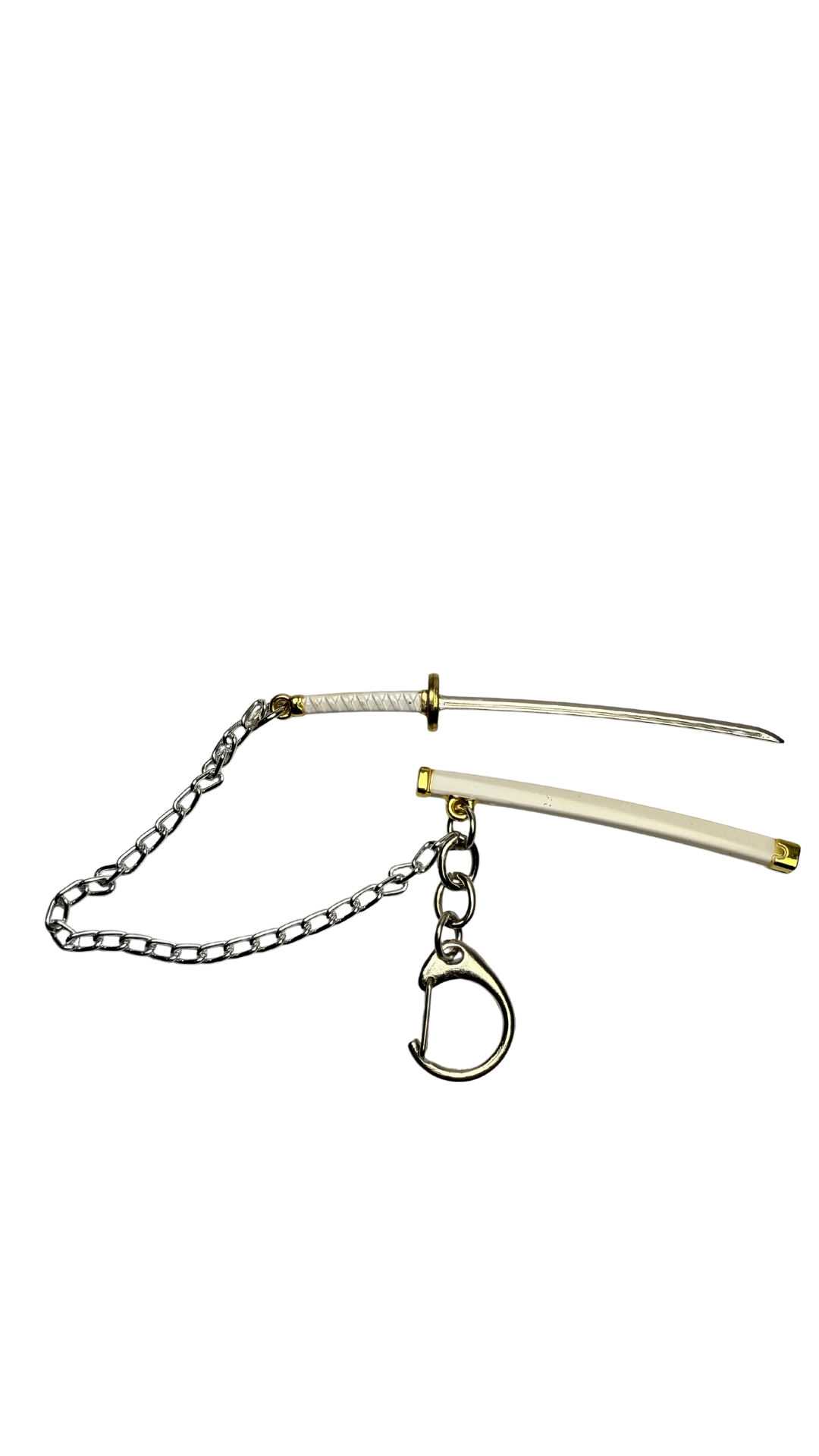Anime Katana Sword Black or White Scabbard with Decorative Metal Chain | Hellzone