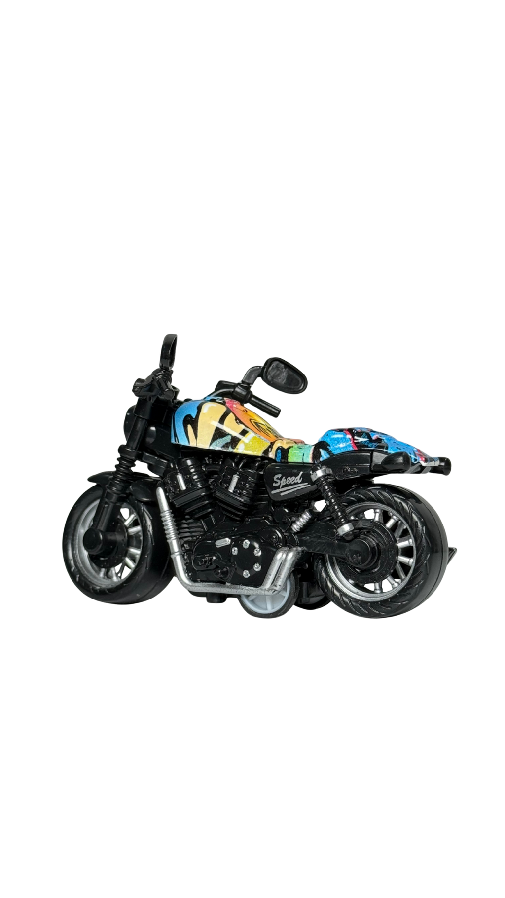 Cruiser Chopper Motorcycle Black & Urban Graffiti Tank Replica Keychain | Hellzone