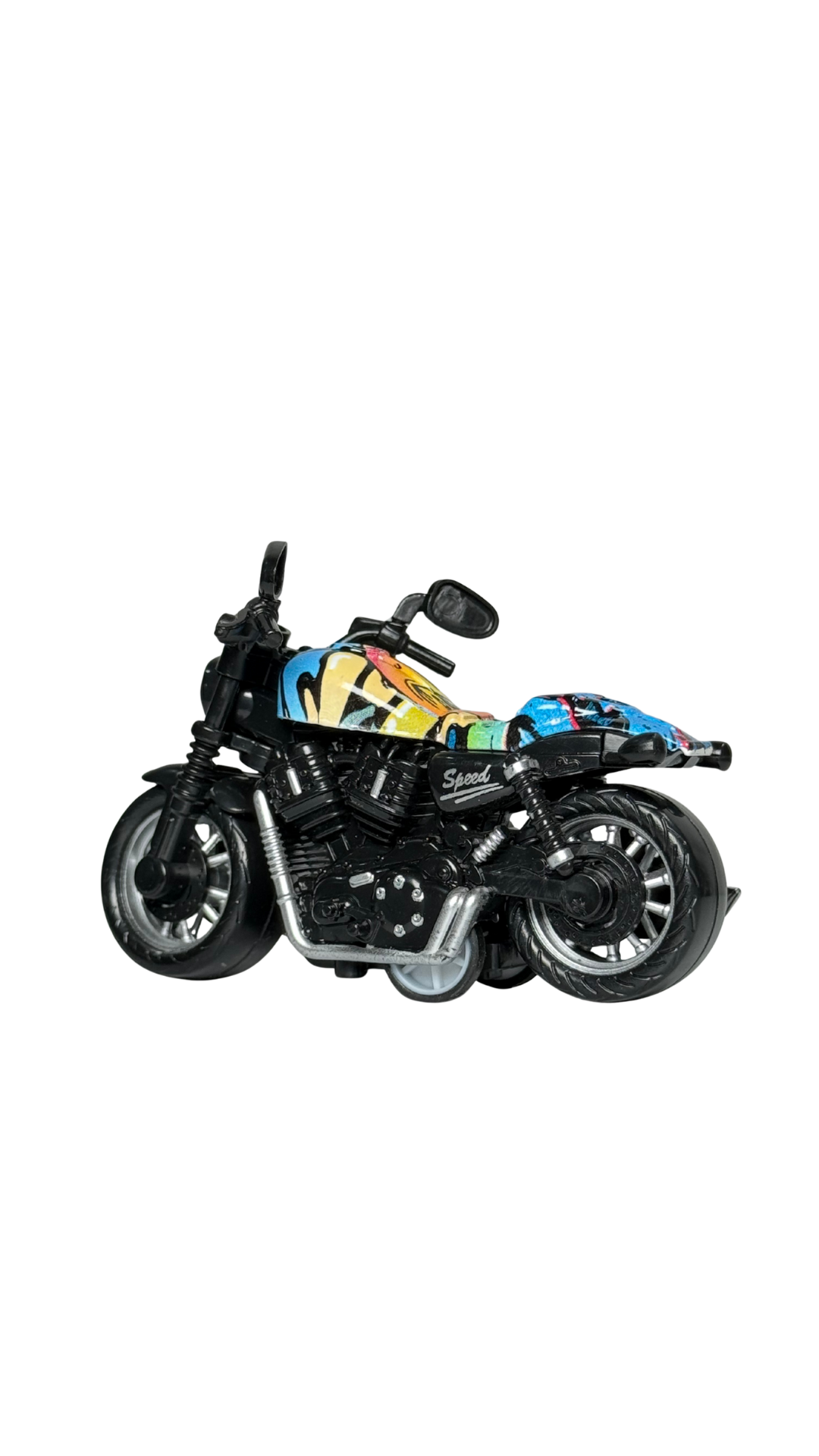 Cruiser Chopper Motorcycle Black & Urban Graffiti Tank Replica Keychain | Hellzone