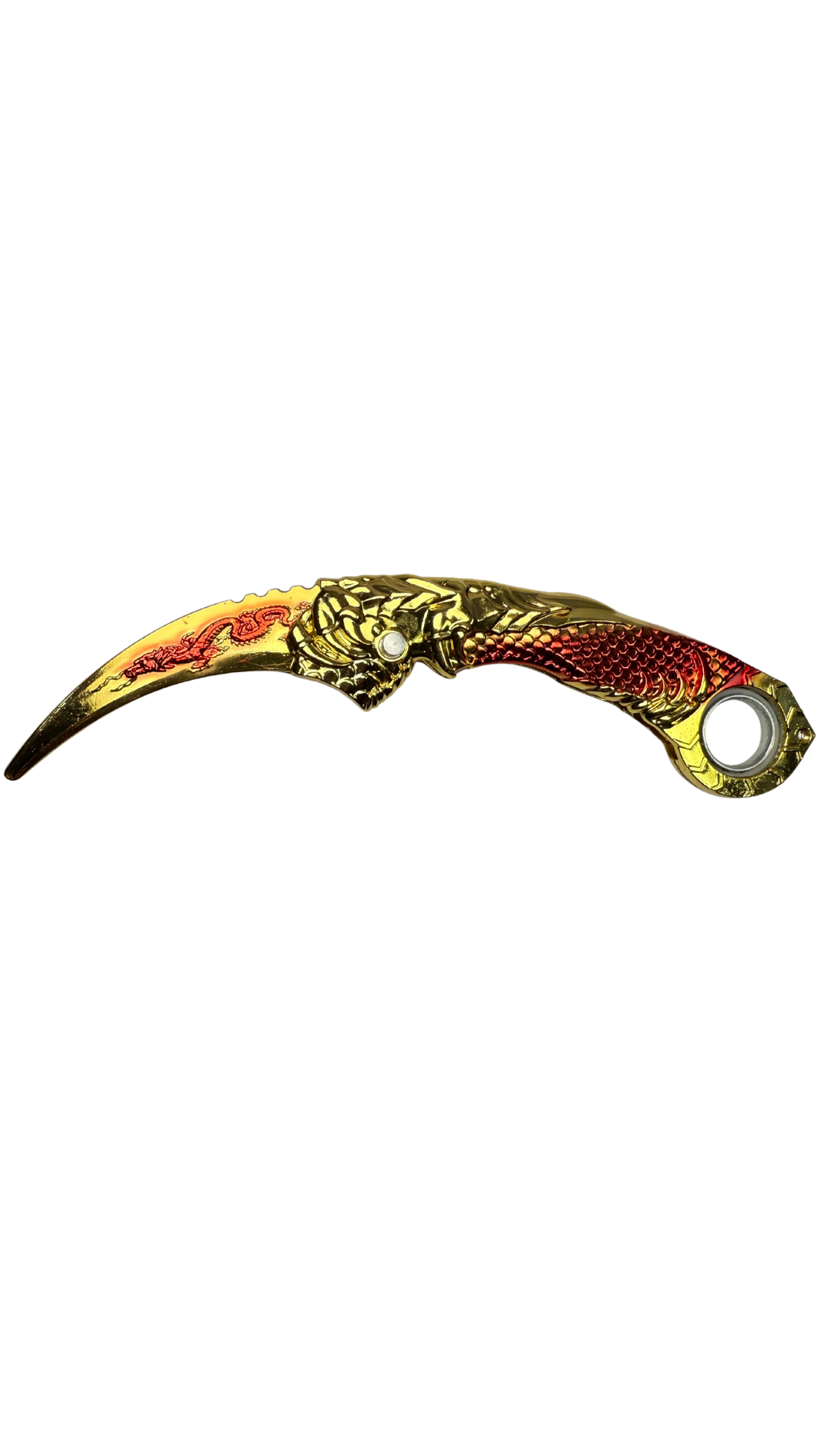 Gold Dragon Karambit Knife - Deluxe Red & Yellow Claw Blade | Hellzone