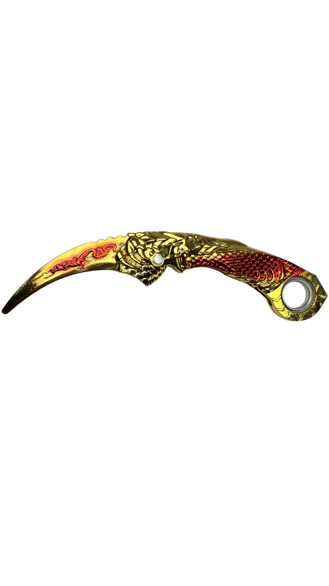 Gold Dragon Karambit Knife - Deluxe Red & Yellow Claw Blade | Hellzone