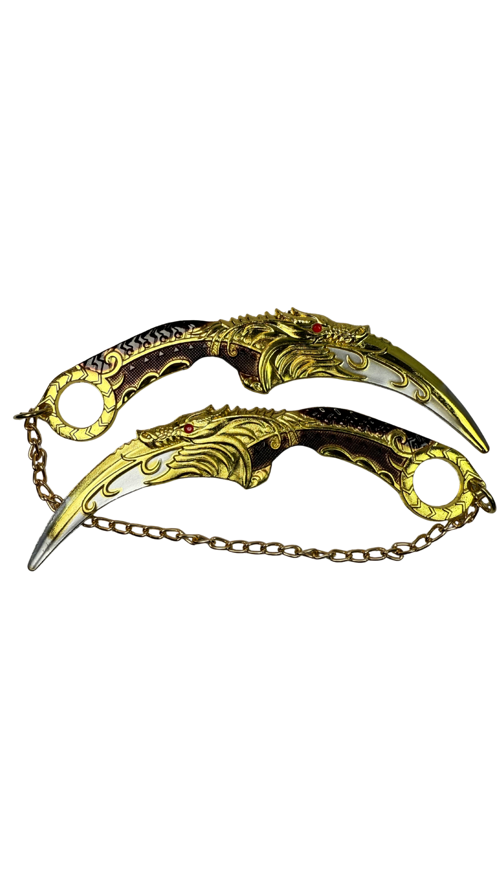 Dual Dragon Karambit Gold & Bronze Fantasy Blade Weapon | Hellzone