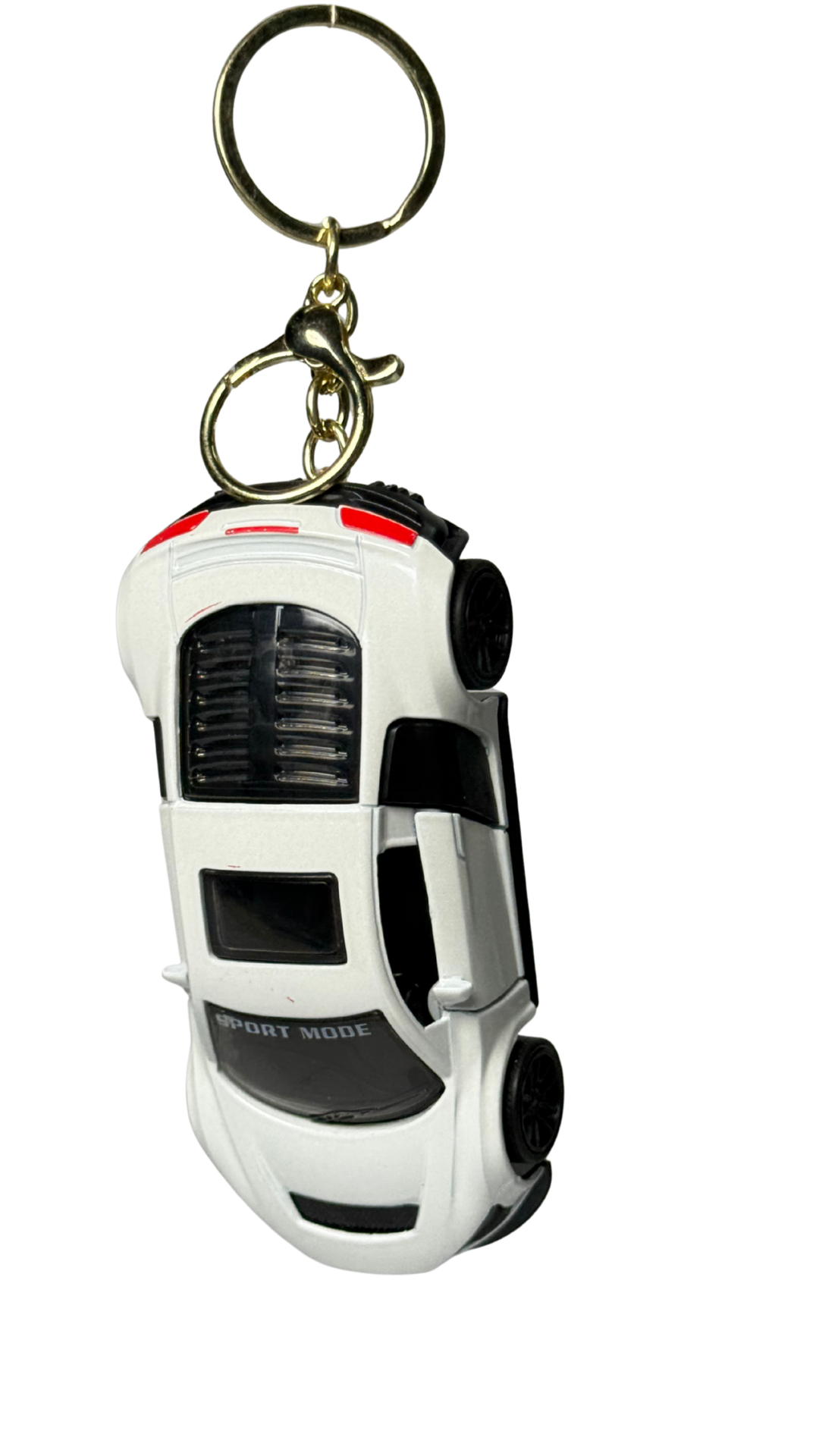 Sports Car White GT Model with Detailed Engine Bay & Gold Ring Keychain | Hellzone
