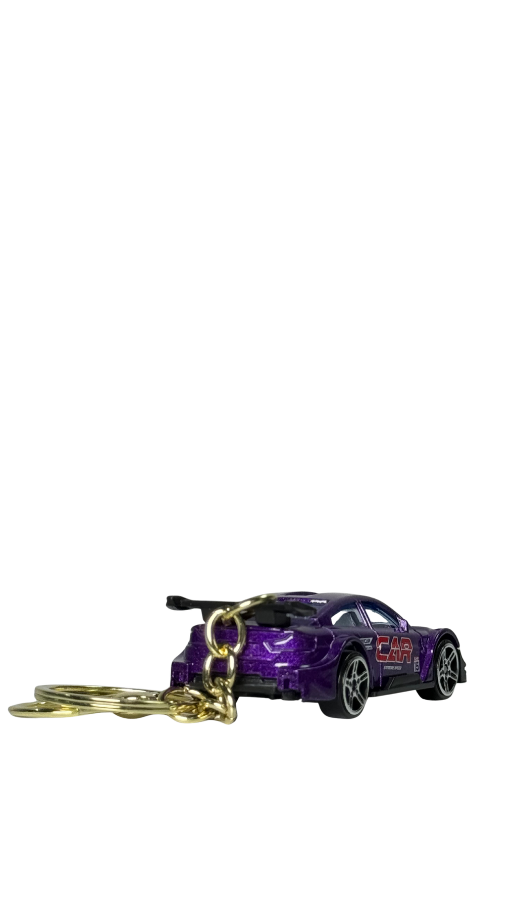 Race Car Metallic Purple GT Model with Large Spoiler & Gold Ring Keychain | Hellzone