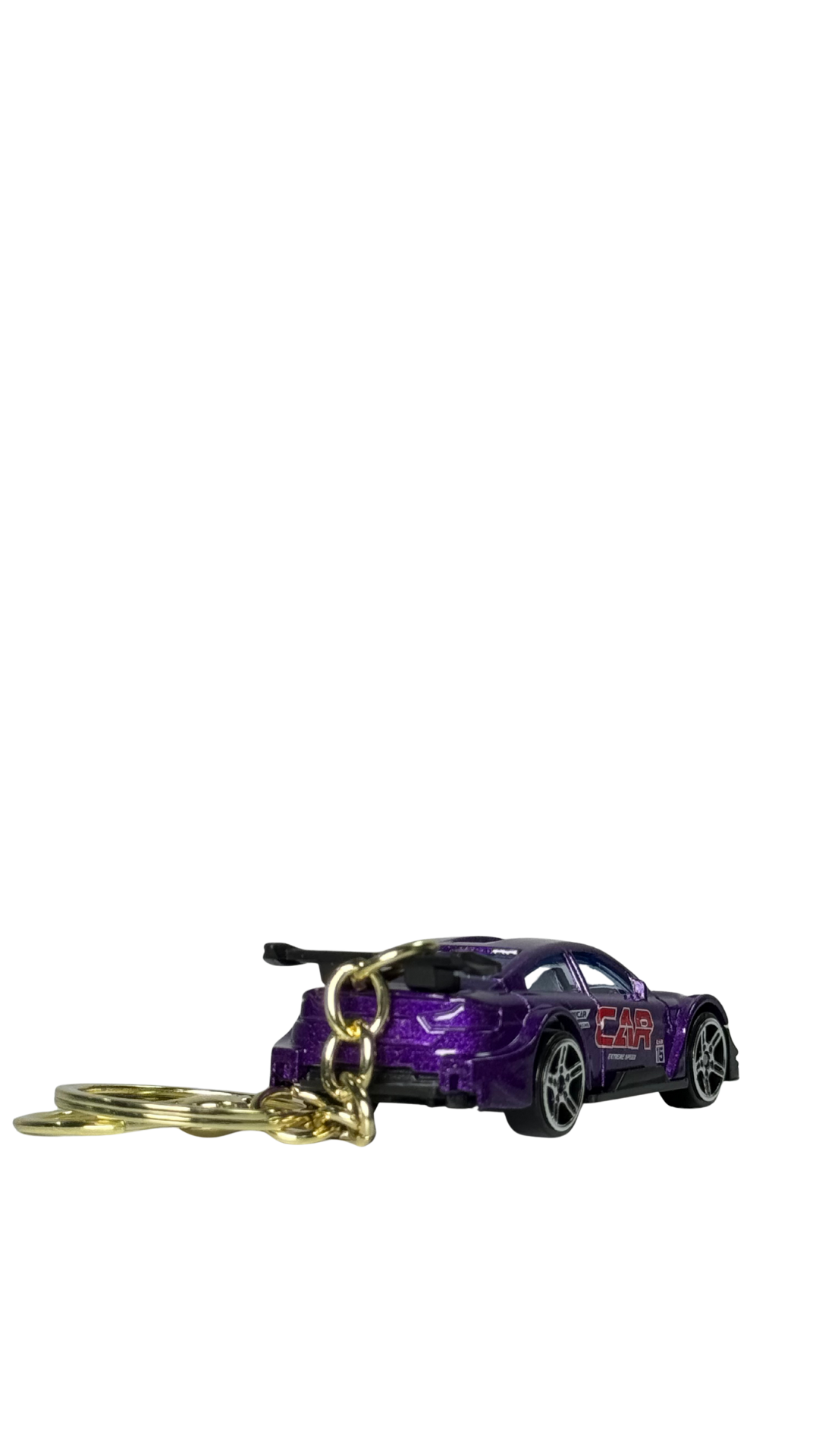 Race Car Metallic Purple GT Model with Large Spoiler & Gold Ring Keychain | Hellzone
