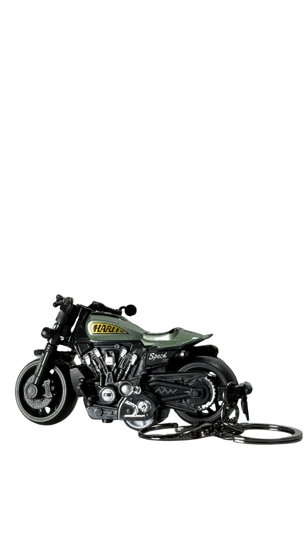 Cafe Racer Motorcycle Olive Green Tank Detailed Engine Replica Keychain | Hellzone
