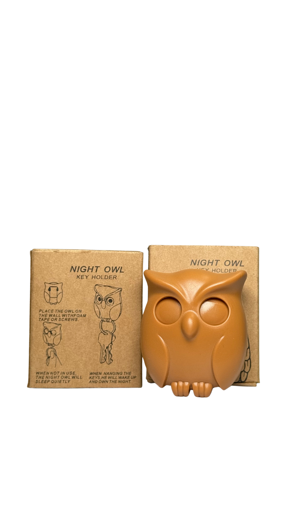 Brown Owl with Bright Yellow Eyes Key Holder| Hellzone