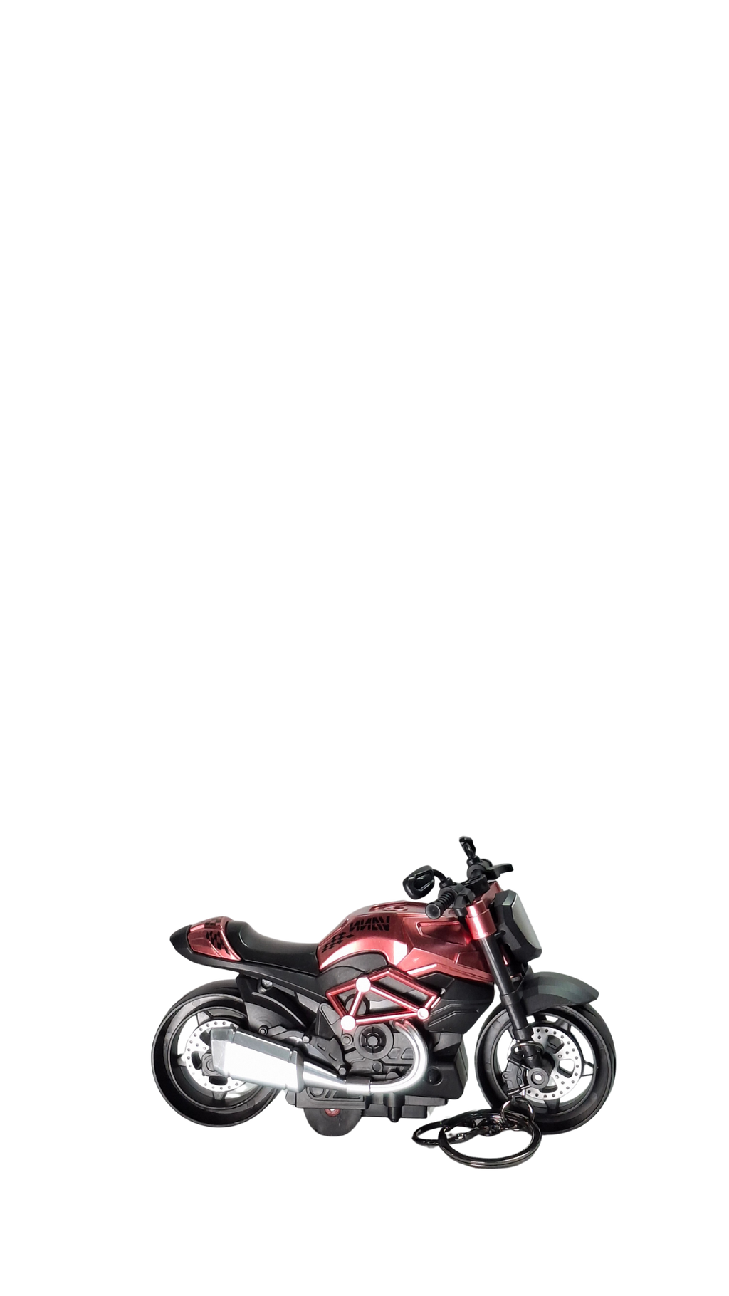 Muscle Naked Motorcycle Dark Red Finish Front View Replica Keychain | Hellzone