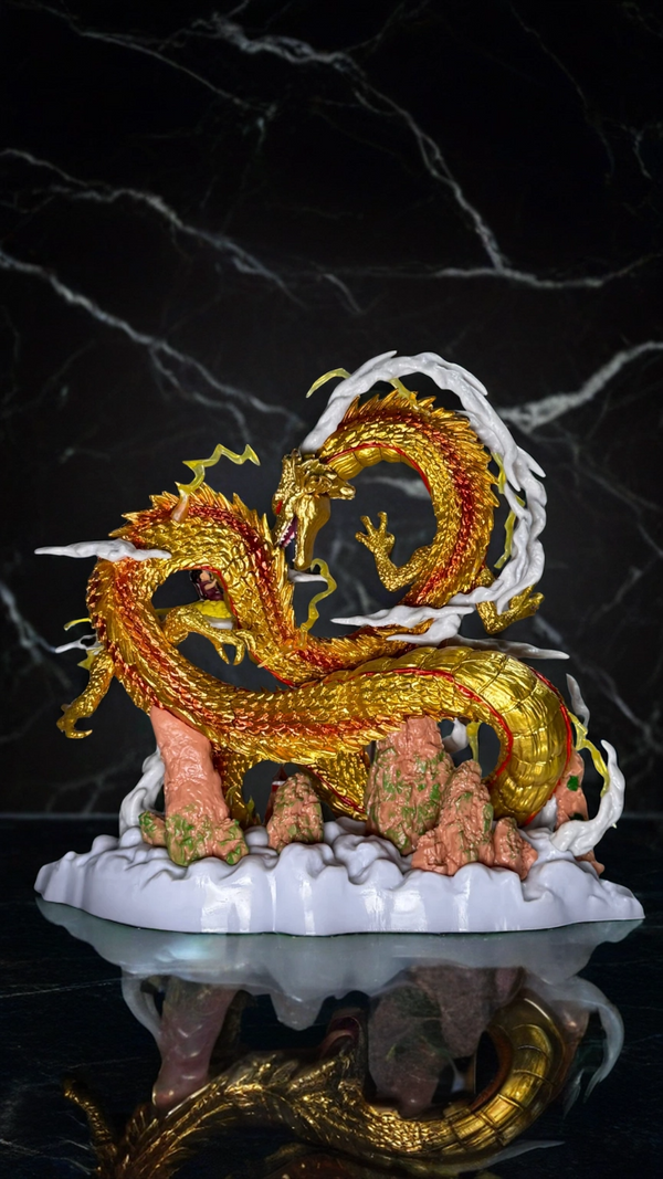 Golden Imperial Dragon Statue with Cloud Action Figure (22Cm) Hellzone