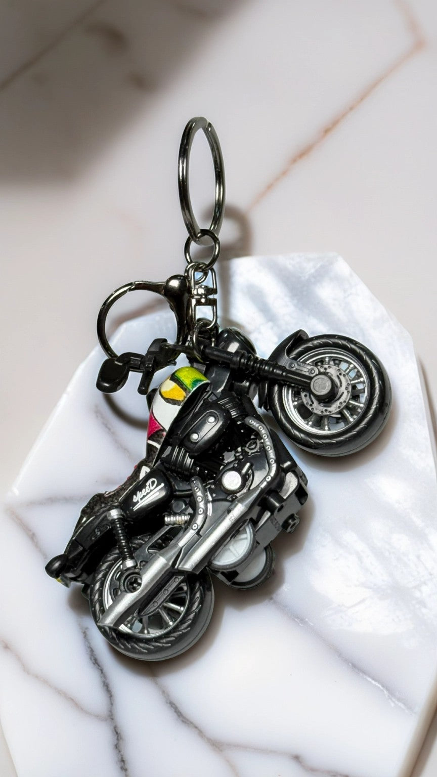 Cruiser Chopper Motorcycle Black & Abstract Color Tank Replica Keychain | Hellzone
