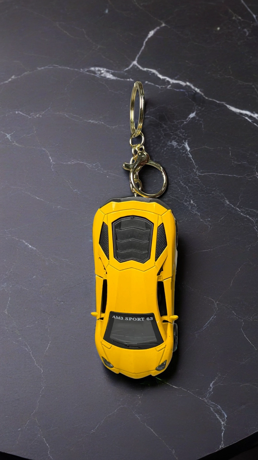 Hypercar Sports Car Glossy Yellow Finish Lamborghini Style Keychain | Hellzone