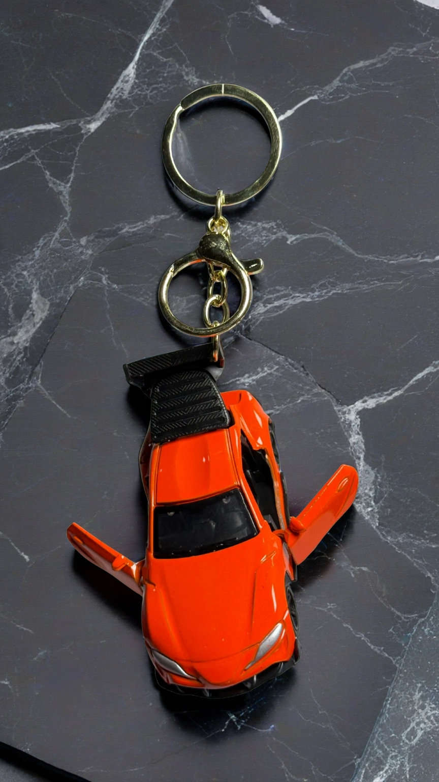 GT Race Car Orange Finish with Functional Opening Doors & Carbon Spoiler Keychain | Hellzone