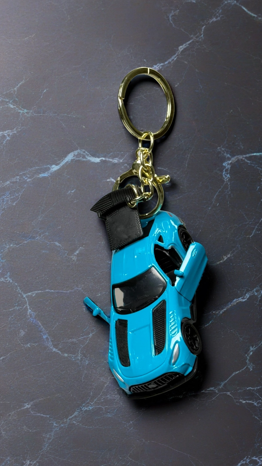 GT Race Car Blue Finish with Opening Doors & Large Spoiler Keychain | Hellzone