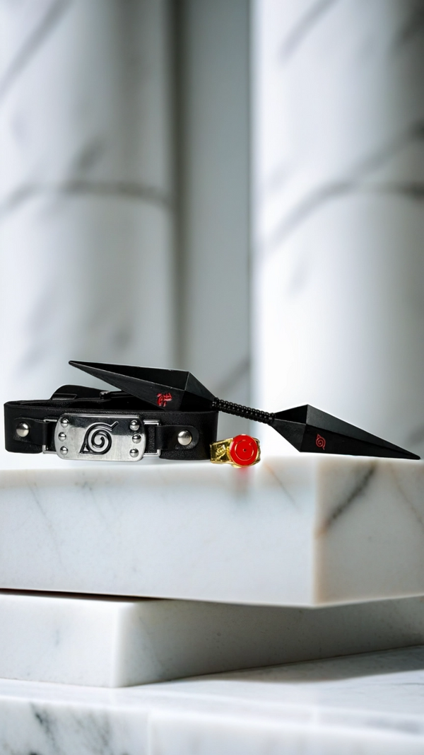 Naruto Ninja Cosplay Kit (Headband, Kunai & Akatsuki Ring) | Hellzone
