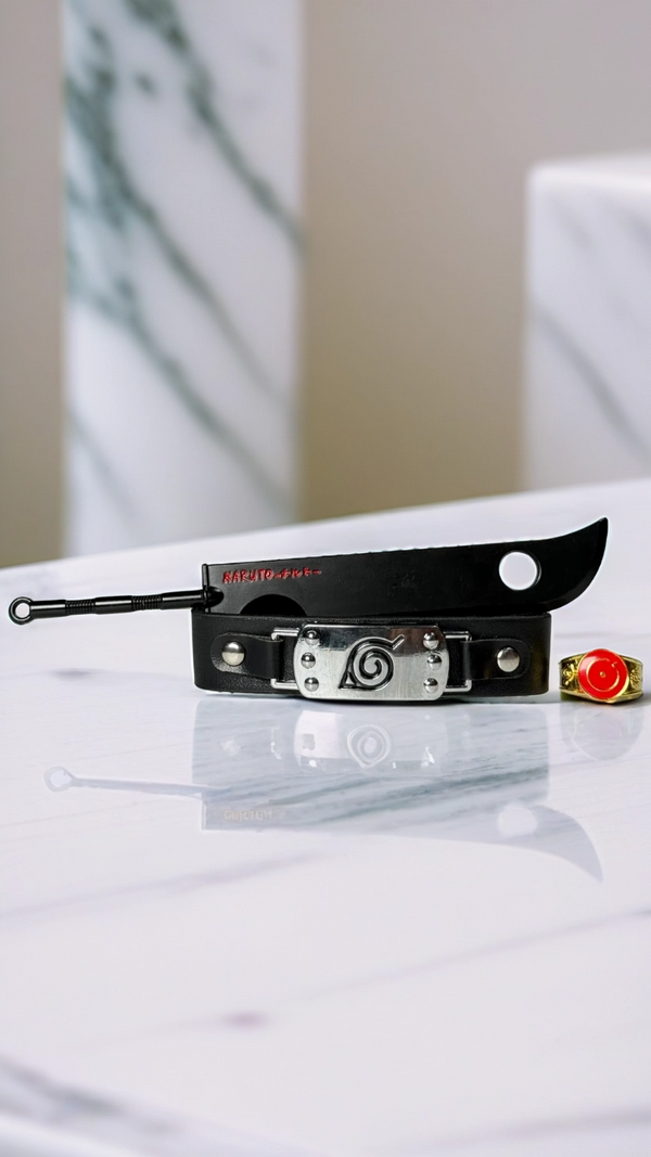Ninja Cosplay Gear Set: Headband, Akatsuki Ring & Weapon Choice| Hellzone